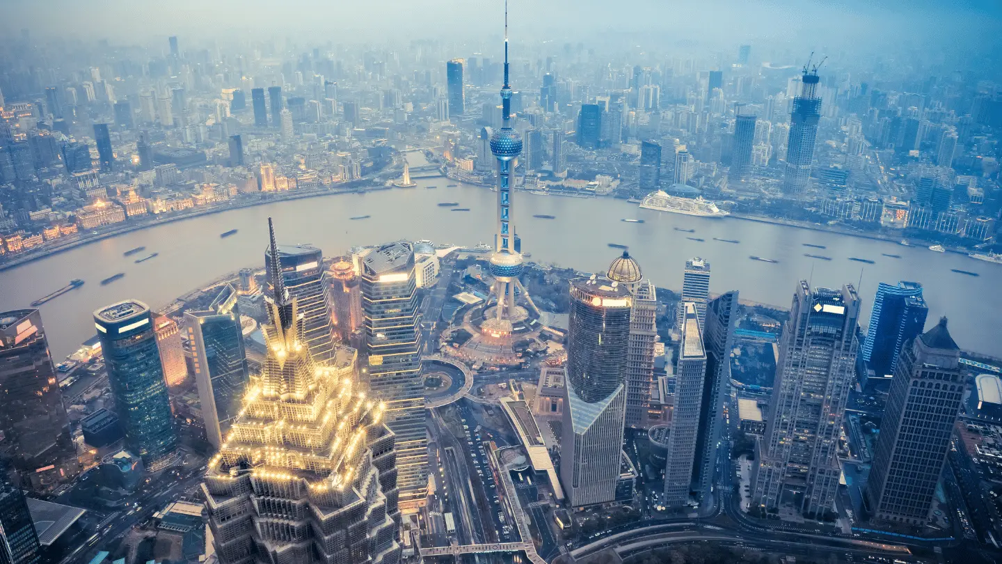 Aerial view of Shanghai’s Lujiazui financial district